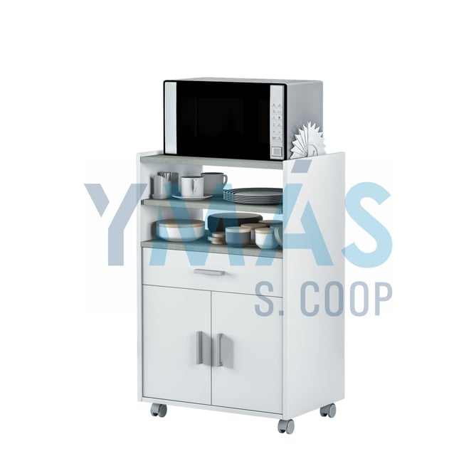 MUEBLE AUXILIAR MICROONDAS BLANCO/GRIS