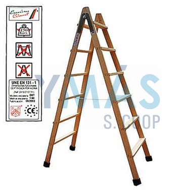 ESCALERA TIJERA MADERA 4+4 PELDAÑOS 1.20M