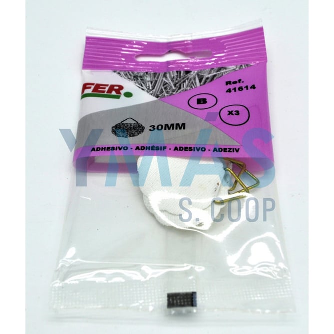 COLGADOR DE TELA ADHESIVO 30MM BLISTER