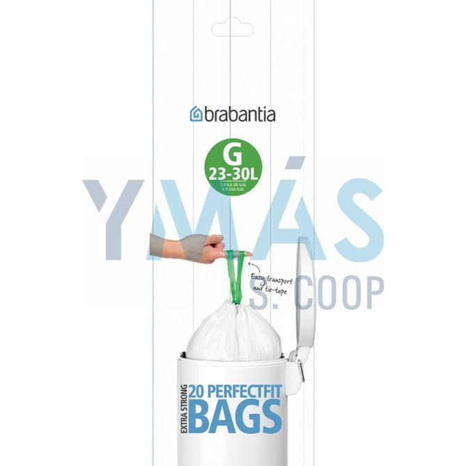 BOLSA BASURA BLANCA G 23-30L CIERRE FACIL 20 UNID
