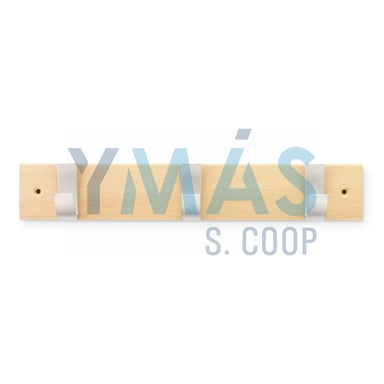 PERCHA DE HAYA ACERO NATURAL 3 GANCHOS 60X360X60MM