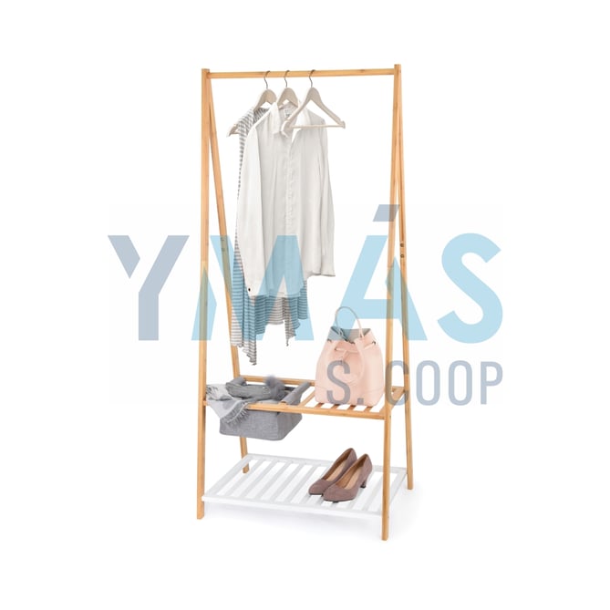 COLGADOR BAMBU CON DOS BALDAS 70X45X160CM
