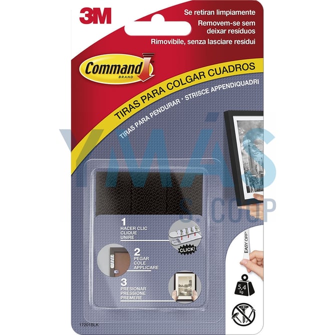 TIRAS COMMAND CUADROS MEDIANAS NEGRAS 4 JUEGOS