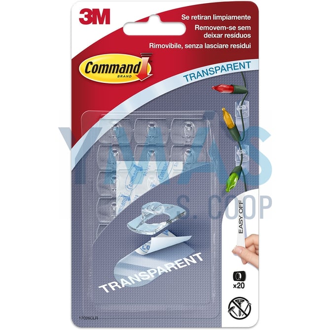 GANCHO COMMAND TRANSPARENTE MINICLIPS DECORACION