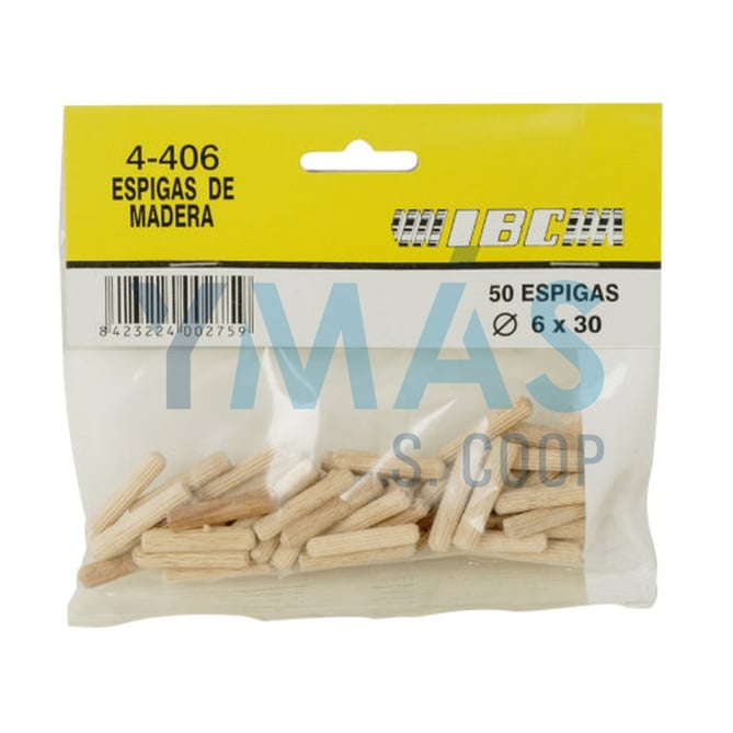 ESPIGA MADERA 6X30 BOLSA 50UDS
