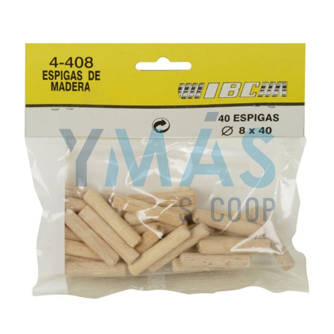 ESPIGA MADERA 8X40 BOLSA 40UDS