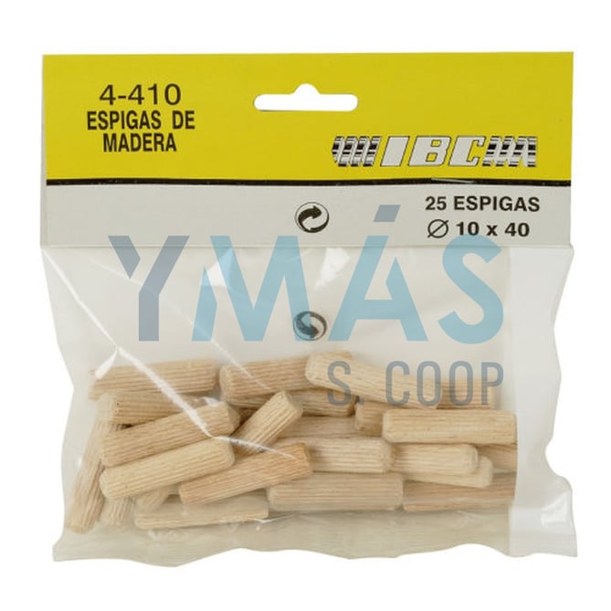 ESPIGA MADERA 10X40 BOLSA 25UDS