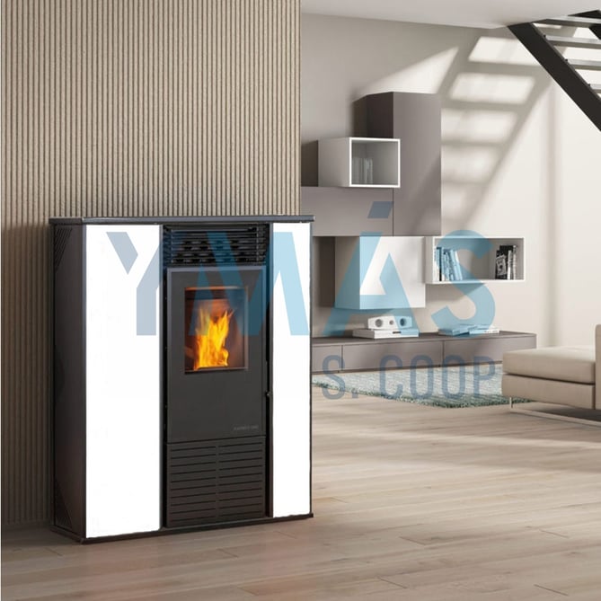 ESTUFA PELLET ALICE ACERO BLANCA 14,3KW