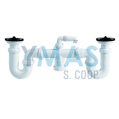 SIFON CURVO DOBLE FREGADERO 1 1/2 TOMA LAVADORA