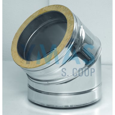 CODO ESTUFA 45§ DOBLE PARED PELLET 316L/304 100MM