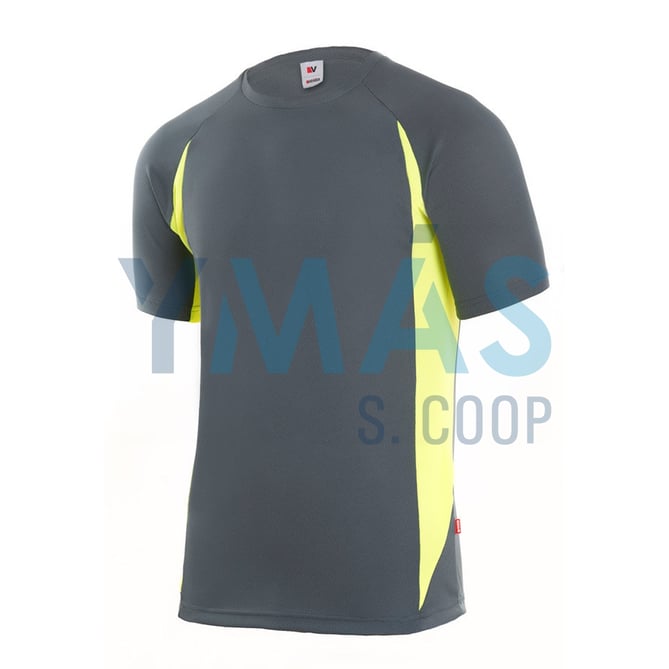 CAMISETA TECNICA MANGA CORTA GRIS AMARILLA XL