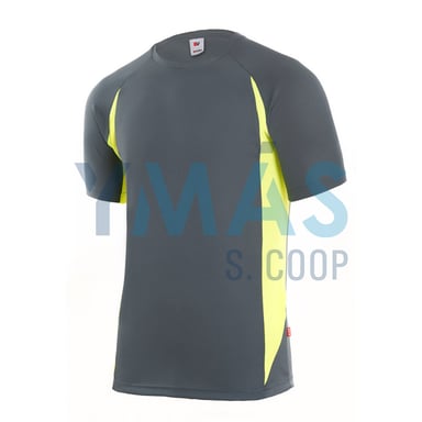 CAMISETA TECNICA MANGA CORTA GRIS AMARILLA XXL