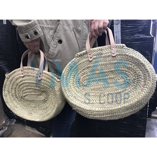 BOLSA MIMBRE OVALADA ASA CORTA CUERO