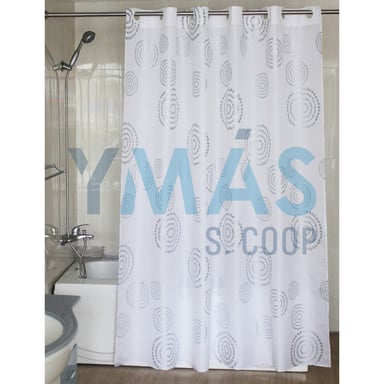 CORTINA BAÑO ESPIRAL PLATA 180X200CM POLIESTER