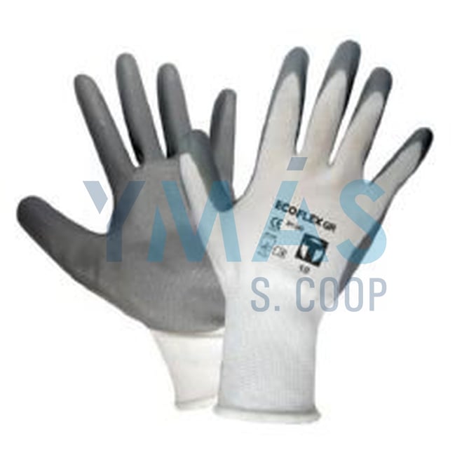 GUANTE NITRILO POLIESTER ECOFLEXGR S/COSTURAS 8
