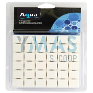 ANTIDESLIZANTE BAÑO 6 CUADRADOS 13X13 BLANCO AZUL