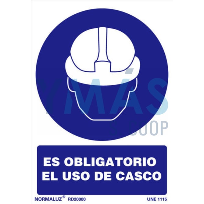 SEÑAL PVC OBLIGATORIO USO CASCO 21X30CM