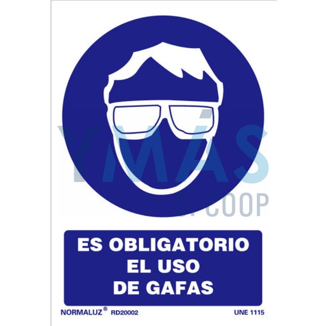 SEÑAL PVC OBLIGATORIO USO GAFAS 21X30CM
