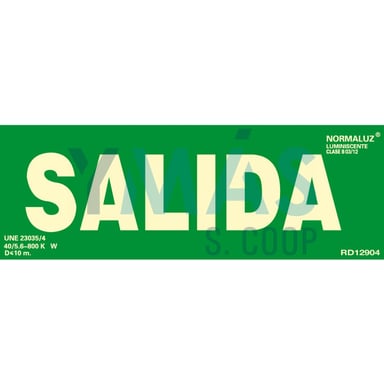 SEÑAL PVC SALIDA LUMINISCENTE 10,5X30CM