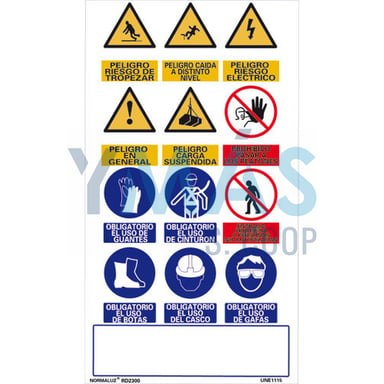 SEÑAL PVC MULTIPLE OBRAS VERTICAL 50X90