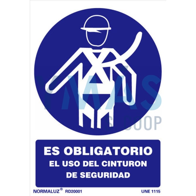 SEÑAL PVC OBLIGATORIO USO CINTURON SEGURIDAD 21X3