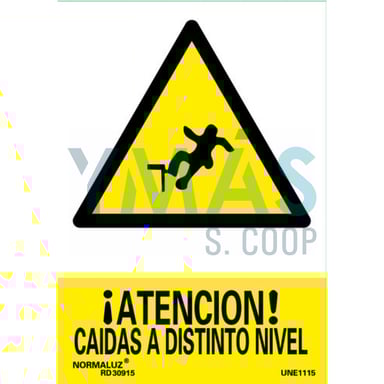 SEÑAL PVC PRECAUCION CAIDAS DISTINTO NIVEL 21X30