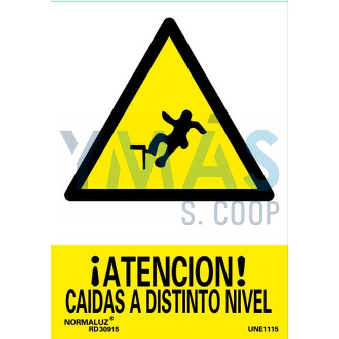 SEÑAL PVC PRECAUCION CAIDAS DISTINTO NIVEL 21X30