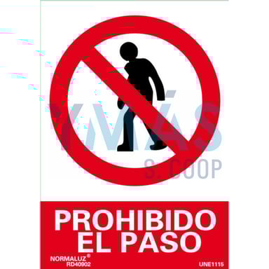 SEÑAL PVC PROHIBIDO EL PASO PERSONAS 21X30CM