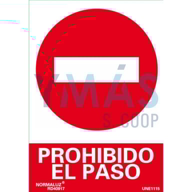 SEÑAL PVC PROHIBIDO EL PASO COCHES 21X30CM