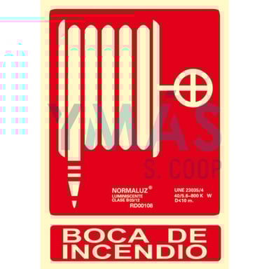 SEÑAL PVC BOCA DE INCENDIO LUMINISCENTE 21X30CM