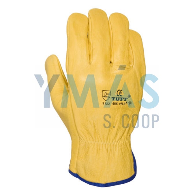 GUANTE FLOR VACUNO RIBETE AMARILLO 8