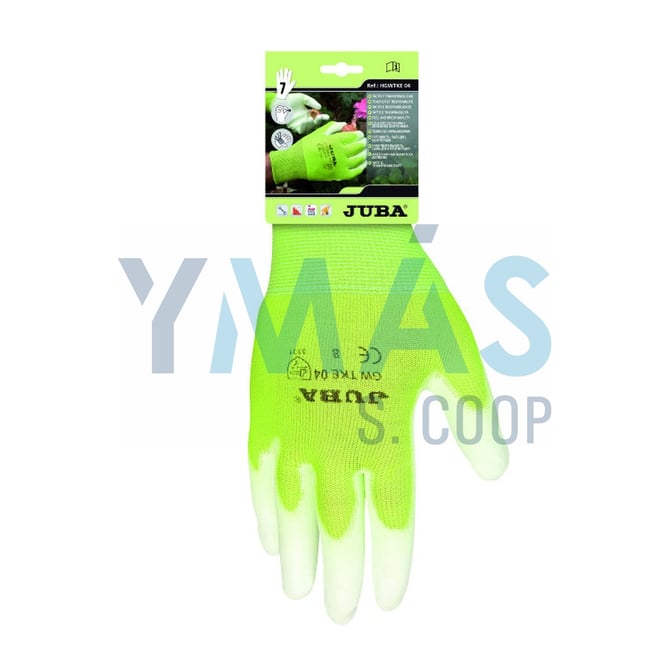 GUANTE NYLON VERDE PALMA PU BLANCA M