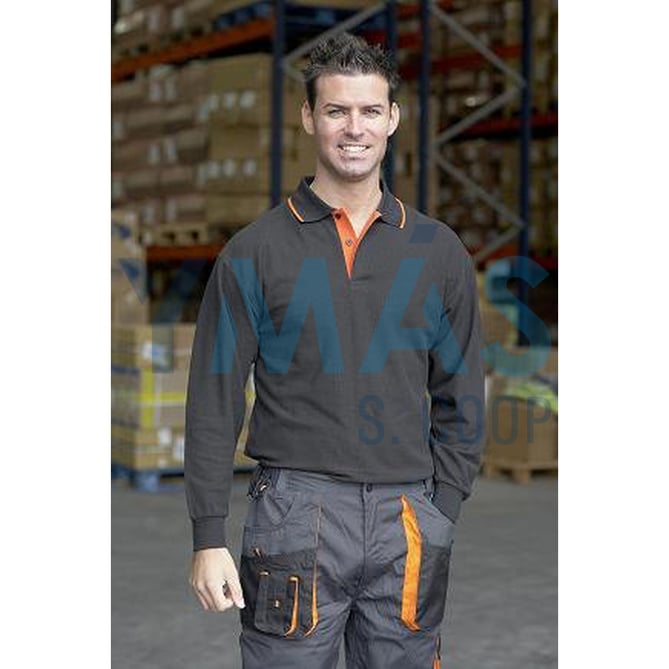POLO TOP RANGE MANGA LARGA NEGRO NARANJA M