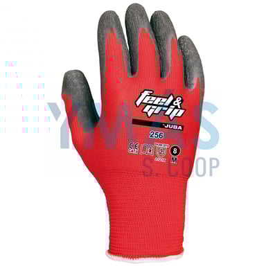 GUANTE FEEL&GRIP NYLON LATEX ROJO 7