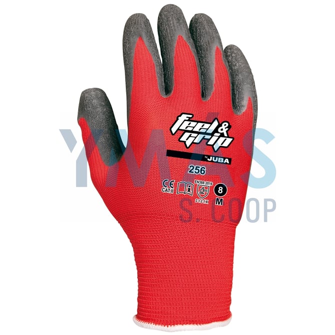GUANTE FEEL&GRIP NYLON LATEX ROJO 7