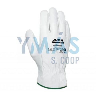GUANTE FLOR VACUNO RIBETE BLANCO EMBOLSADO 7
