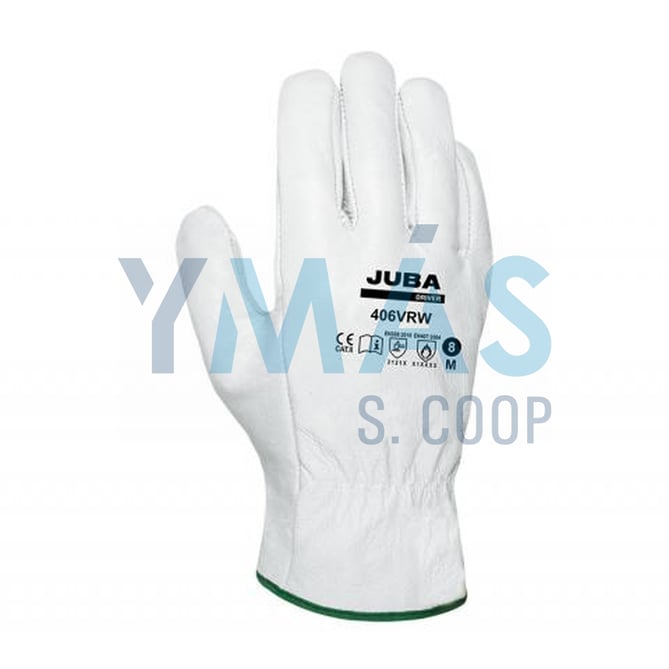 GUANTE FLOR VACUNO RIBETE BLANCO EMBOLSADO 7