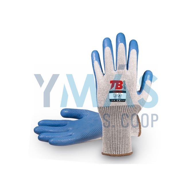 GUANTE ALGODON PALMA LATEX AZUL 10