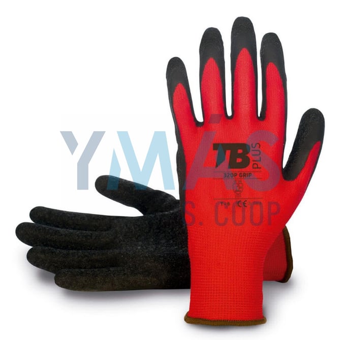 GUANTE POLIESTER SIN COSTURAS PALMA LATEX ROJO 8