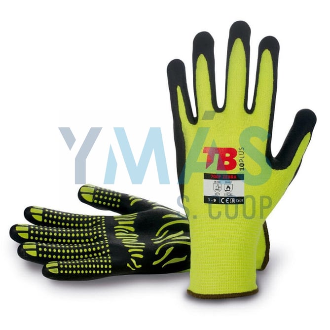 GUANTE ZEBRA ALGODON SPANDEX PALMA AMARILLO 9