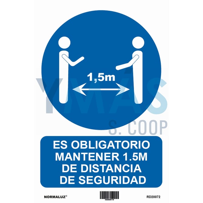 SEÑAL 1.5MT DISTANCIA SEGURIDAD ADHESIVA 200X300M
