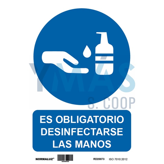 SEÑAL DESINFECTAR MANOS AADHESIVA 200X300MM