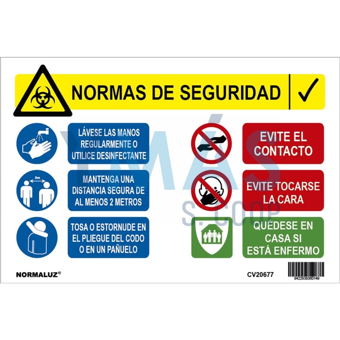 SEÑAL NORMAS ANTI COVID19 ADHESIVA 200X300 MM
