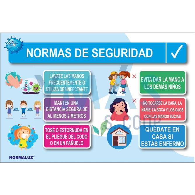 SEÑAL NORMAS ANTI COVID19 INFANTIL PVC 330X350MM