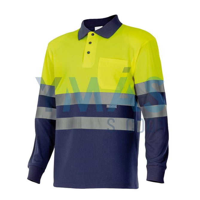 POLO MANGA LARGA ALTA VISIBILIDAD AMARILLO AZUL S