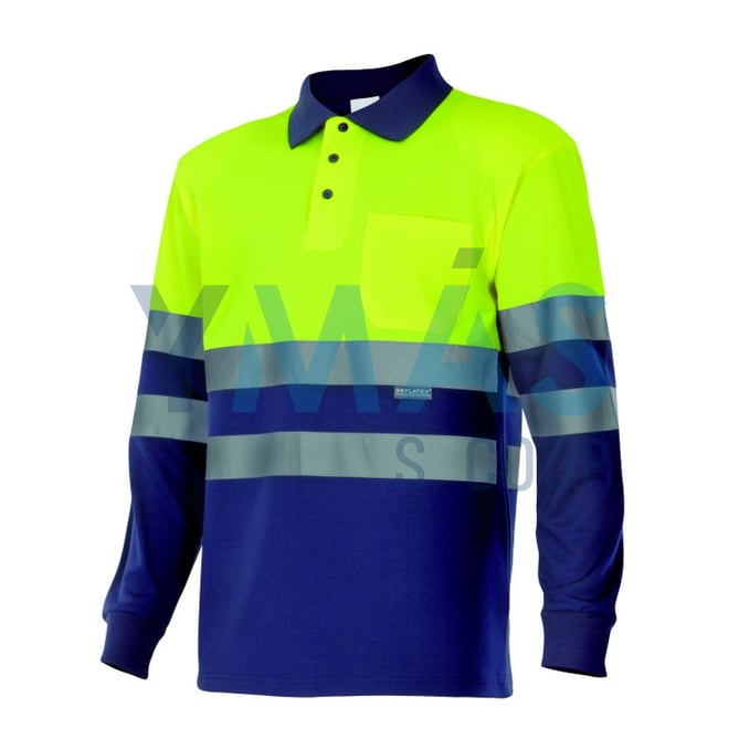 POLO MANGA LARGA ALTA VISIBILIDAD AMARILLO AZUL L