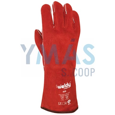 GUANTE SOLDADOR PIEL SERRAJE ROJO T-10 H408 WELDY