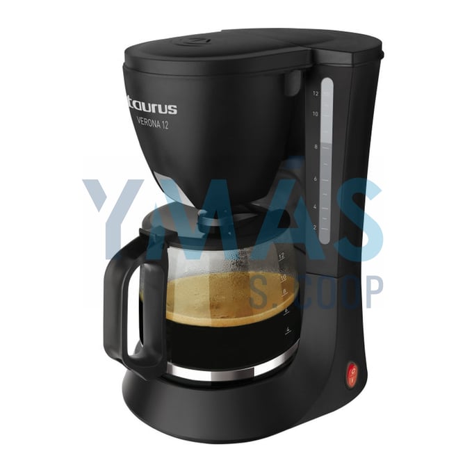 CAFETERA GOTEO 12 TAZAS 680W NEGRA VERONA TAURUS
