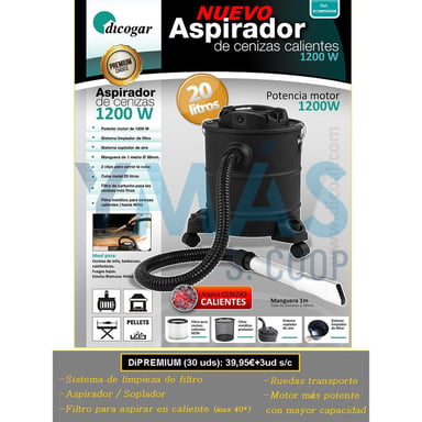ASPIRADOR CENIZAS CALIENTES 20L 1200W