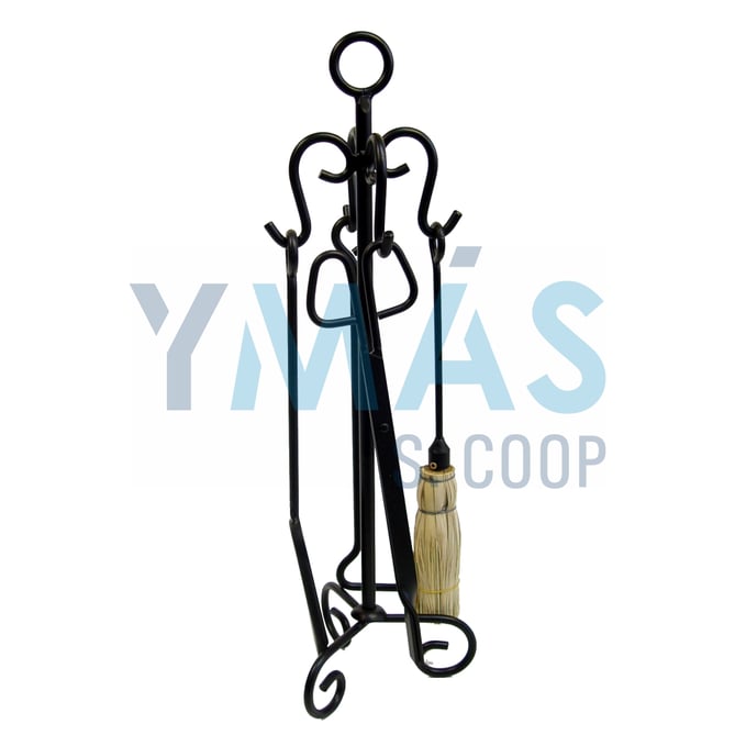 JUEGO ACCESORIOS CHIMENEA ARGOLLA 4 PIEZAS NEGRO